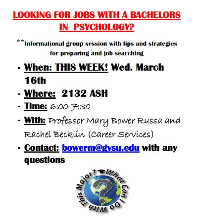 Informational Session: Looking for Jobs with a Bachelors in Psychology